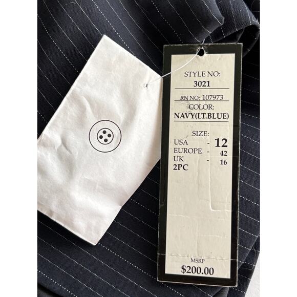 Vintage Jessica McClintock Blue 
Pinstripe Tuxedo Blazer Jacket Size 12 NWT - Picture 9 of 16